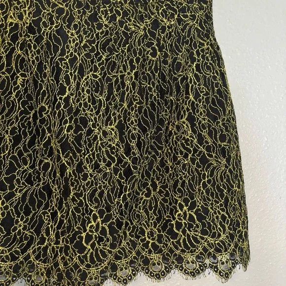 J. Crew Women's Navy Neon Green Lace Overlay Mini Skirt Size 0 Punk Grunge Party - Picture 10 of 12